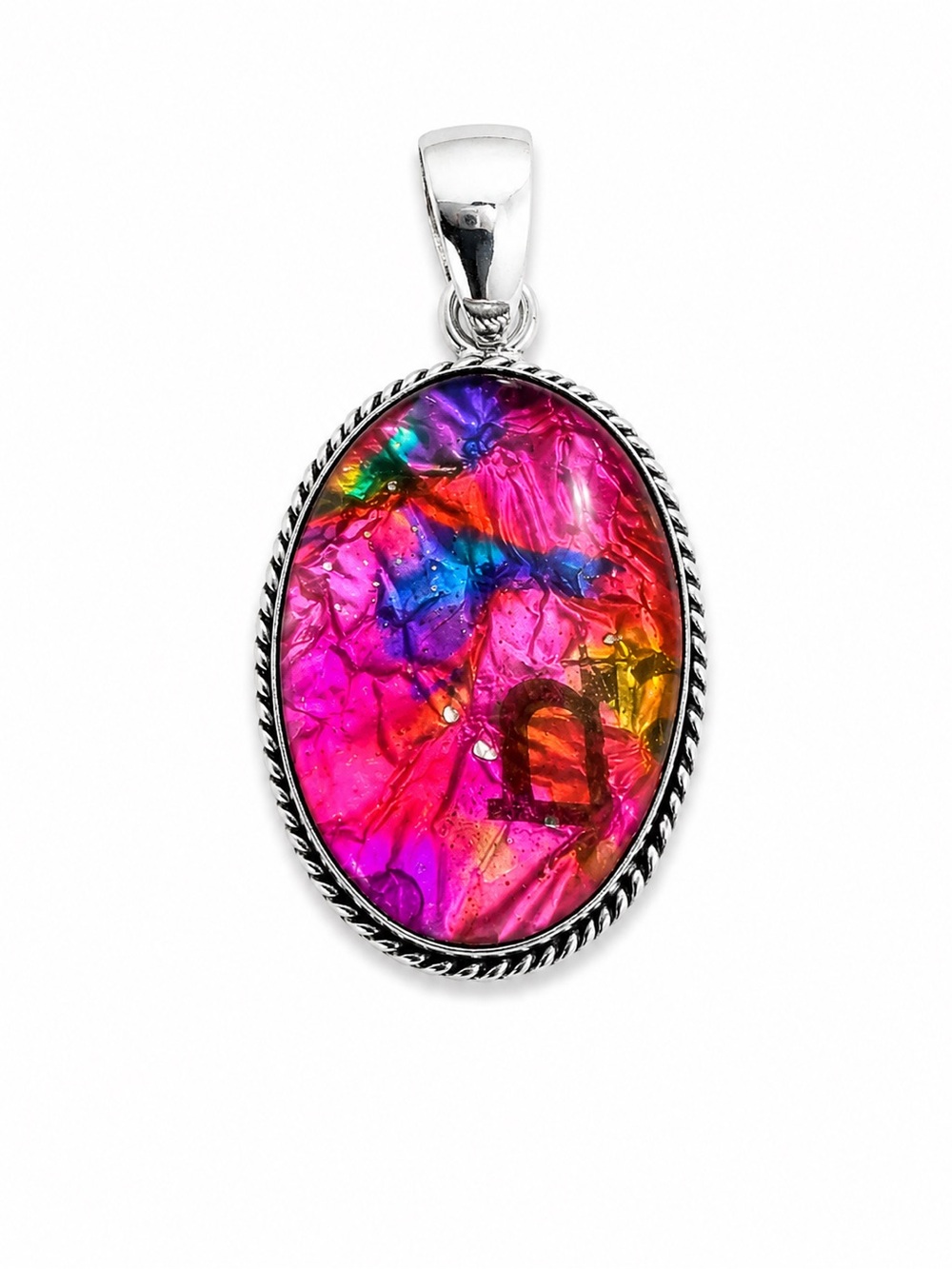 Multicolor Iridescent Oval Pendant